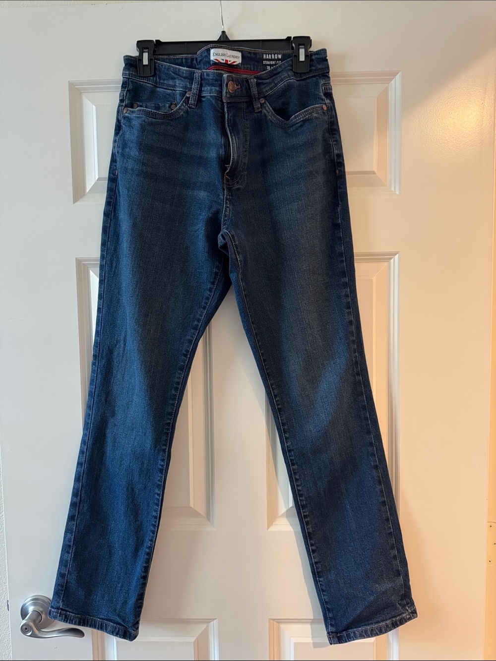 English Laundry Men’s Straight Jeans in Dark Blue Wash